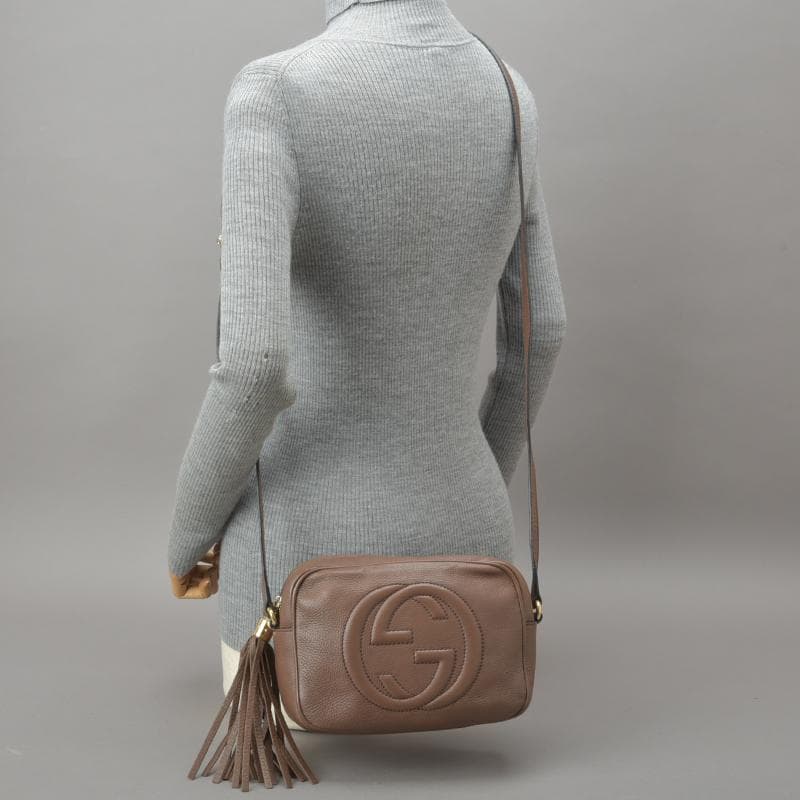 Gucci Soho Shoulder Bag Double G Leather Brown Bag