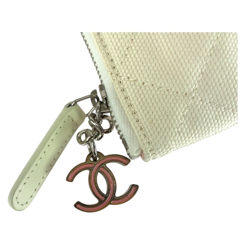 Chanel Chanel Coco Cuba White Multicolor Silver Hardware Canvas Clutch Bag