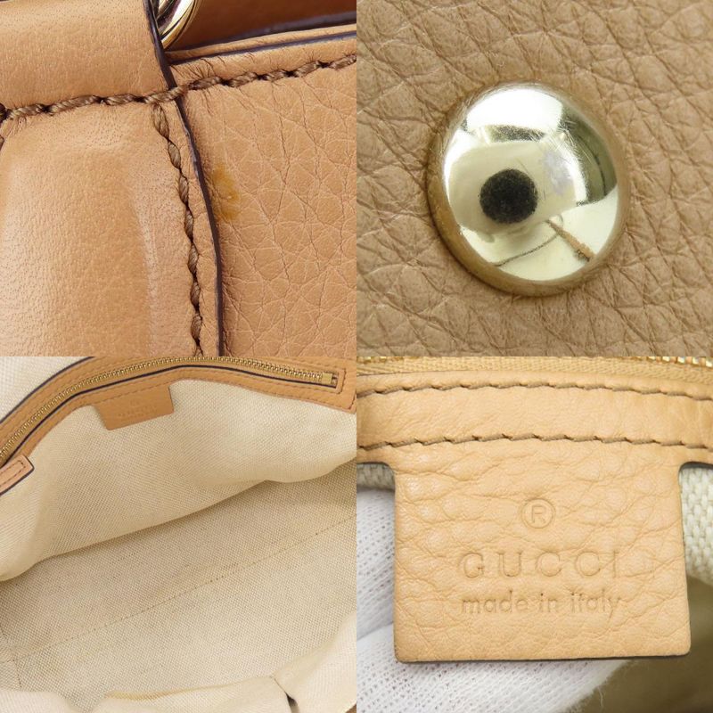Gucci Handbag Soho Interlocking Tassel Leather Beige Gold Hardware 2-Way