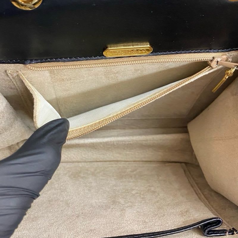 Tiffany & Co Logo Hardware Leather 2-Way Handbag