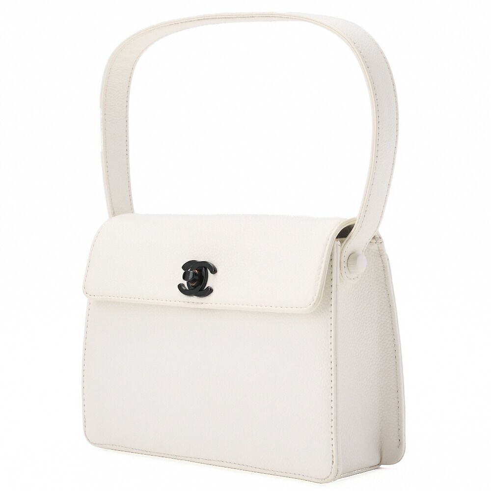 Chanel Chanel Handbag Mini Kelly Shape Caviar Leather White With Gold Hardware Bag