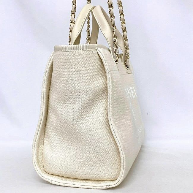 Chanel 2-Way Tote Bag Deauville MM White