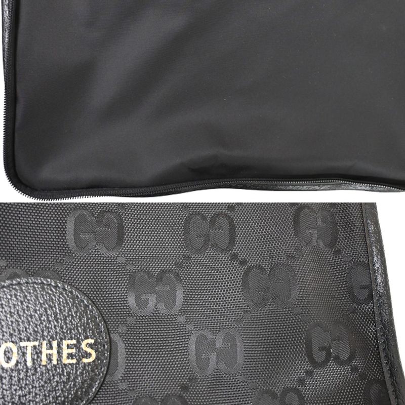 Gucci GG Travel Pouch Clothes Nylon Leather Black 33 Fa226