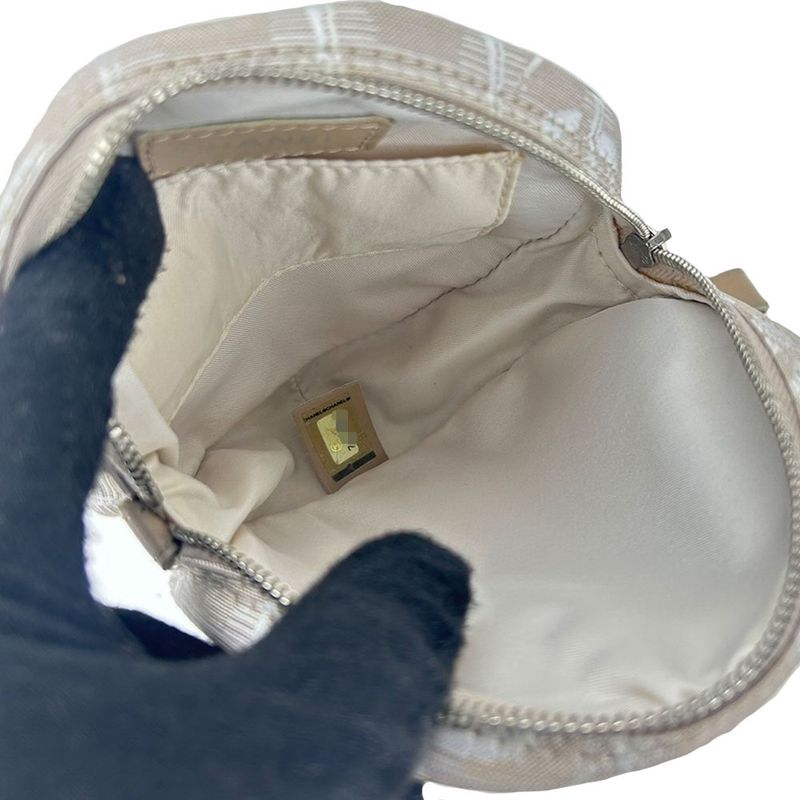 Chanel Chanel Pouch New Travel Line 7 th Beige Jacquard Nylon Round Small