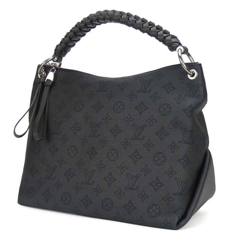 Louis Vuitton Shoulder Bag Beauvre Hobo Monogram Mahina Black Brown