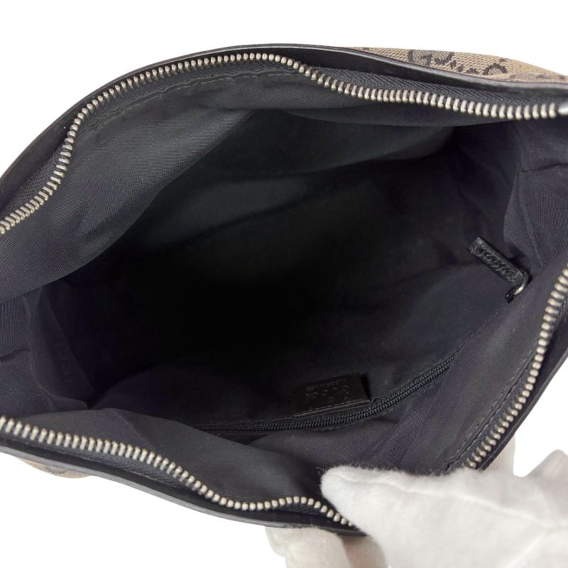 Gucci One Shoulder Bag GG Canvas Nylon Leather Dark Brown Hobo Soho