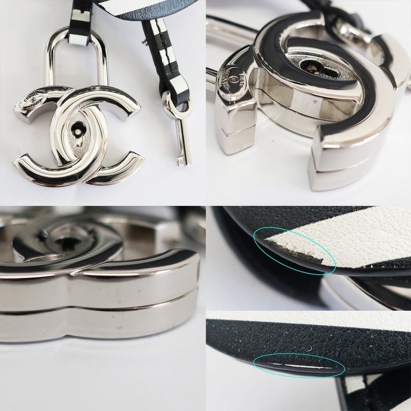 Chanel Chanel CC Filigree-chain Shoulder Bag White Black Quilted