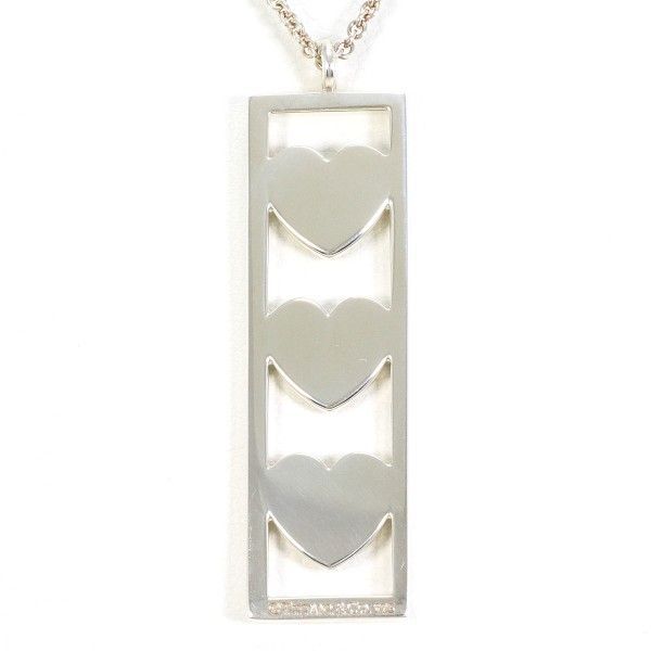 Tiffany & Co Triple Heart Silver Necklace Box Bag Total Weight Approx 92
