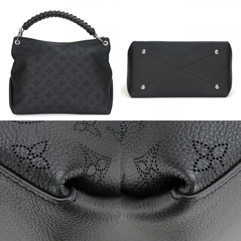 Louis Vuitton Shoulder Bag Beauvre Hobo Monogram Mahina Black Brown