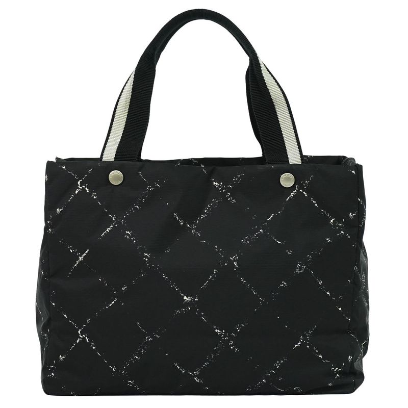 Chanel New Travel Line Tote Bag Handbag Nylon Black New Travel Line