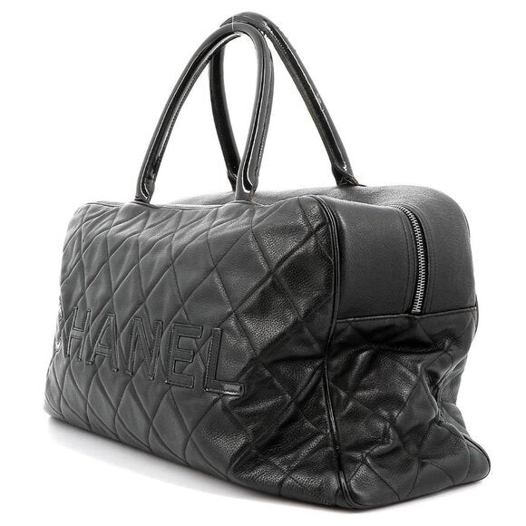 Chanel CC Caviar XL Travel Bag Bowler Bag Tote Weekender Boston Duffle