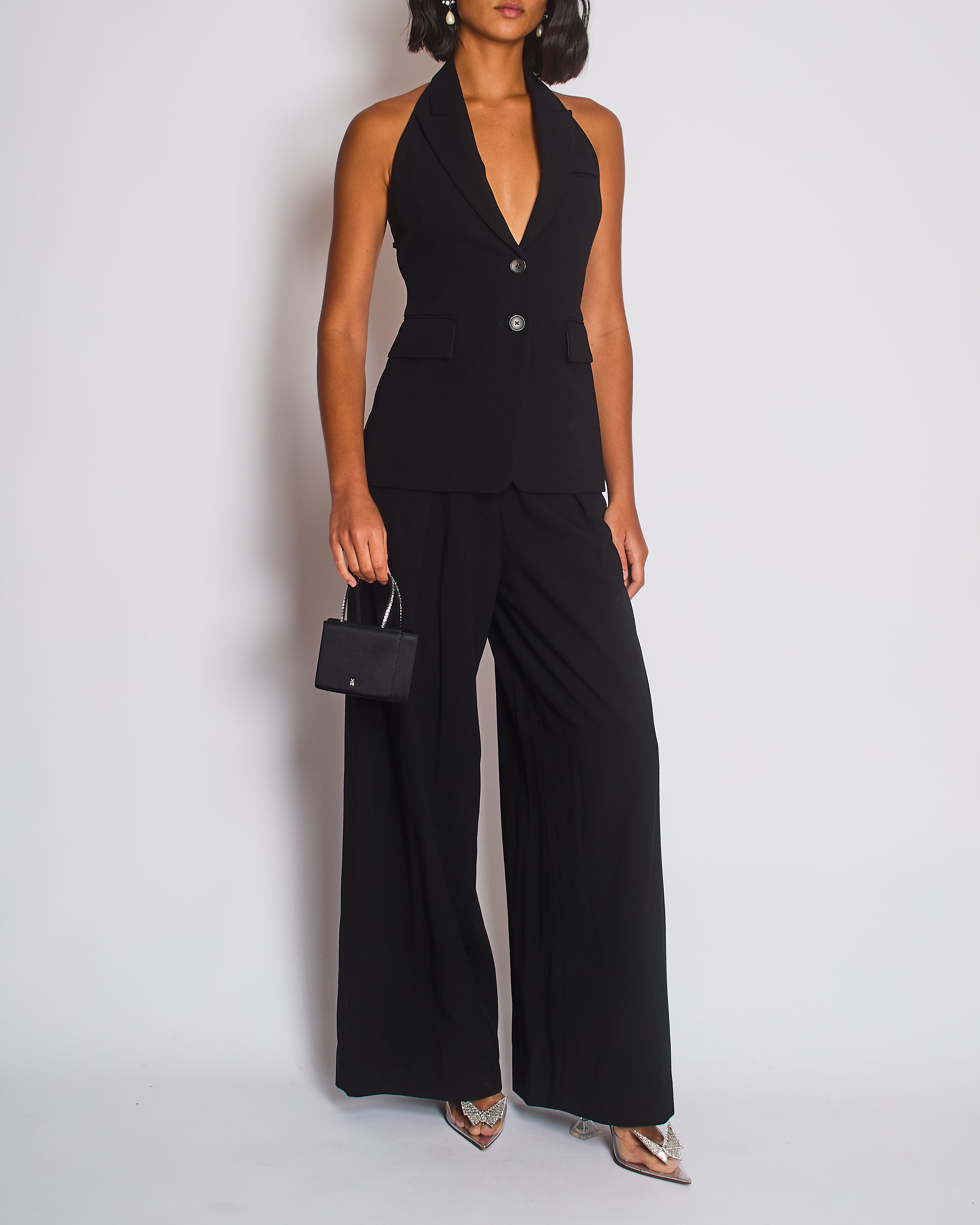 A.L.C Black Tailored Waistcoat and Wide Leg Trouser Set Top Size US 0 (UK 4) Trousers Size US 2 (UK 6)