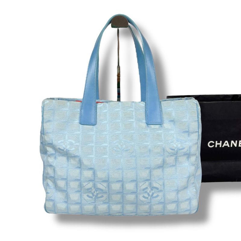 Chanel Chanel New Travel Line Tote Bag Nylon Jacquard Light Blue
