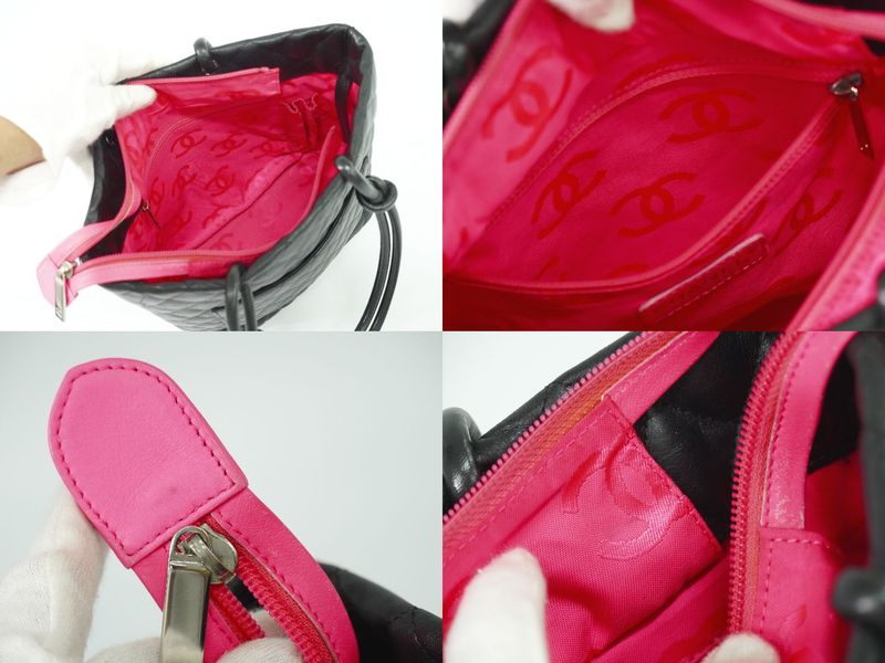 Chanel Chanel Cambon Line Tote Handbag Leather Black White