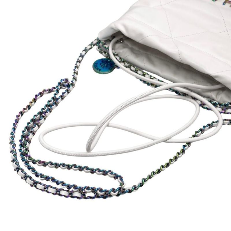 Chanel22 Mini Handbag Chain Shoulder Bag As3980 Aurora Medal White Random Plate