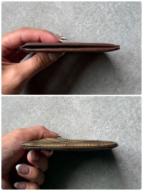 Chanel New Travel Line Coin Case Mini Pouch Ring Leather Canvas Brown