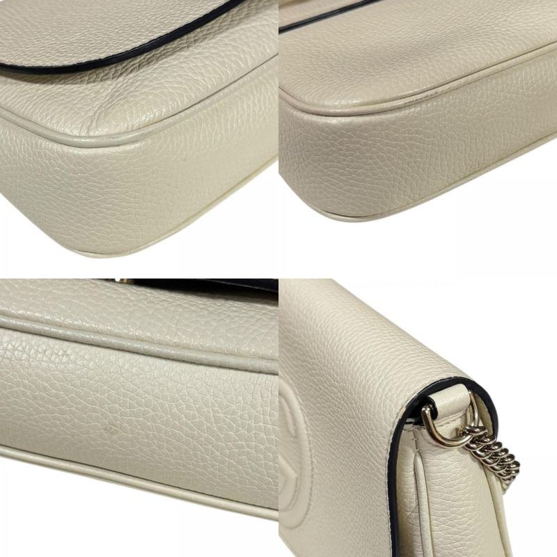 Gucci Soho Shoulder Bag Leather White Ladies