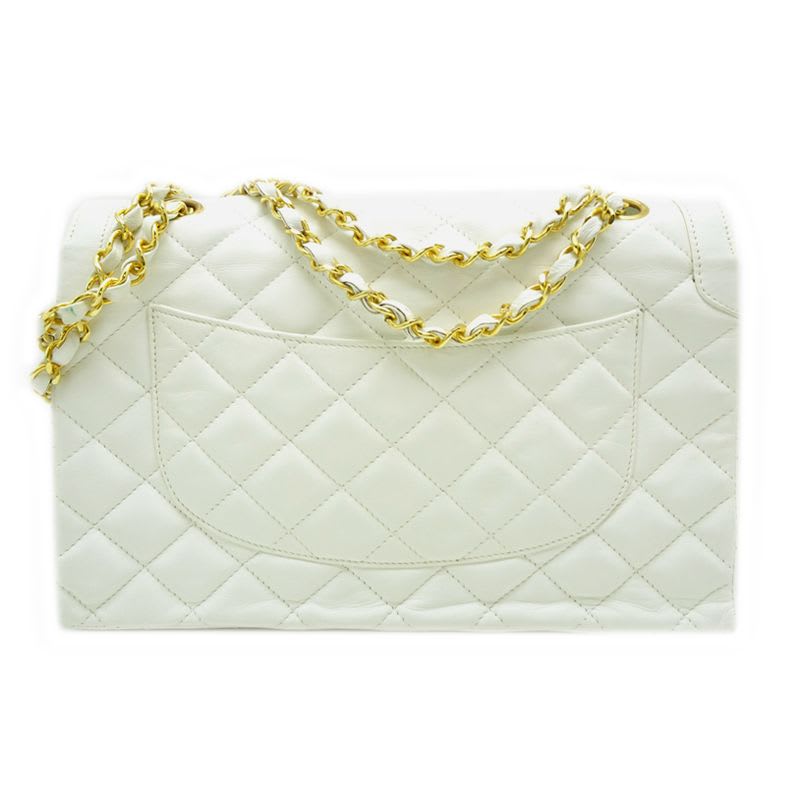 Chanel Shoulder Paris Limited Double Flap Shoulder Lambskin White Bag